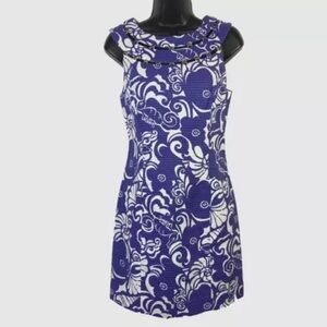 Lilly Pulitzer Mini Dress 4 Shift Floral Lindy 
Spectrum Blue Tide Pools beaded